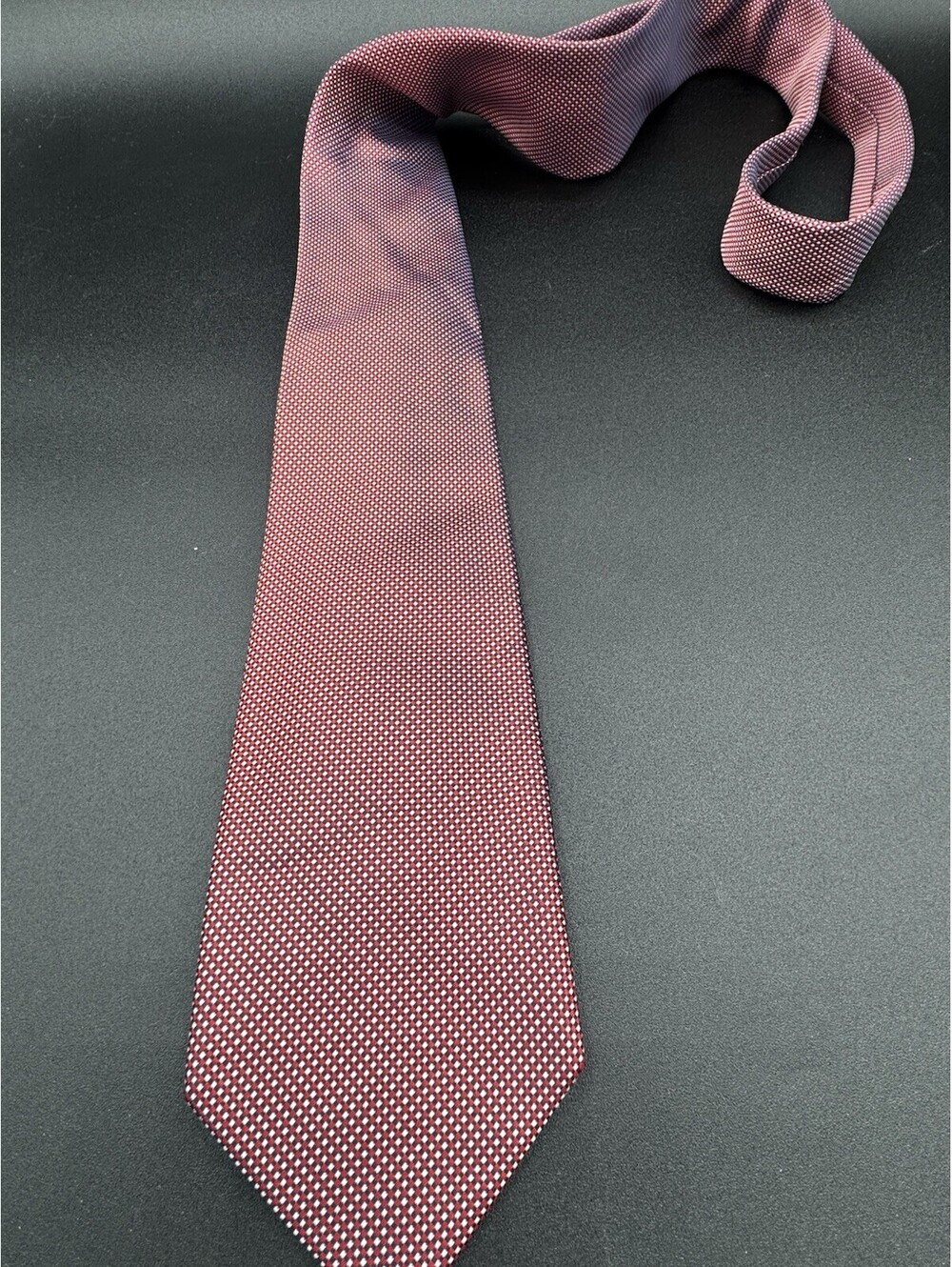 Vintage BOSS Hugo Boss Silk Tie Red Blue Micro Check Italy 60x3